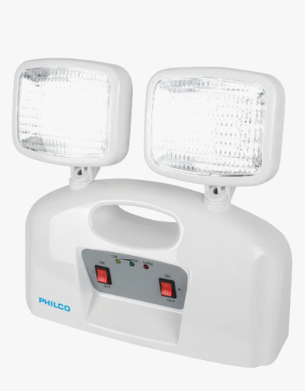 Lampara De Emergencia Led 2 Focos Philco Certificado Sec Color Blanco