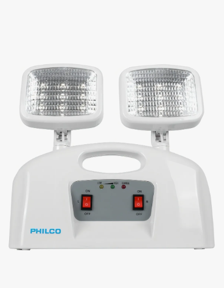 Lampara De Emergencia Led 2 Focos Philco Certificado Sec Color Blanco