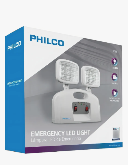 Lampara De Emergencia Led 2 Focos Philco Certificado Sec Color Blanco