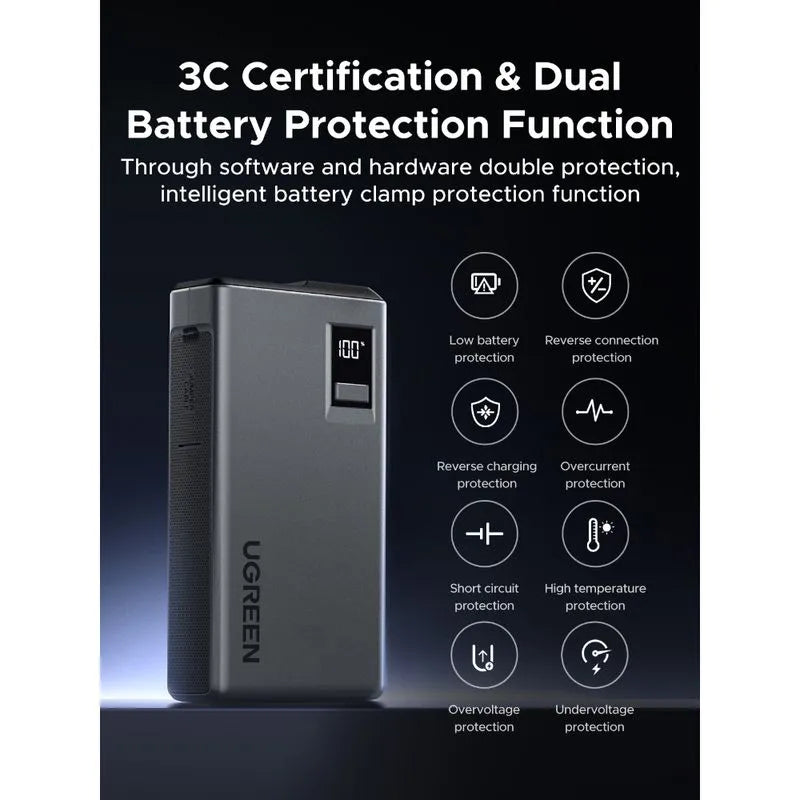 Arrancador De Batería Portátil 1000a 12000mah 12v Linterna