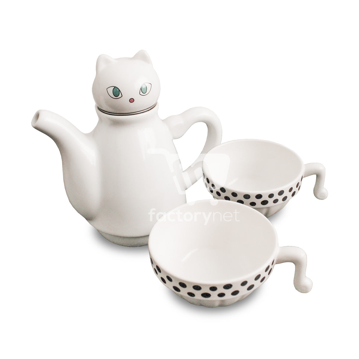 Set Tetera Gato Infusor + 2 Tazas Mug Gatos