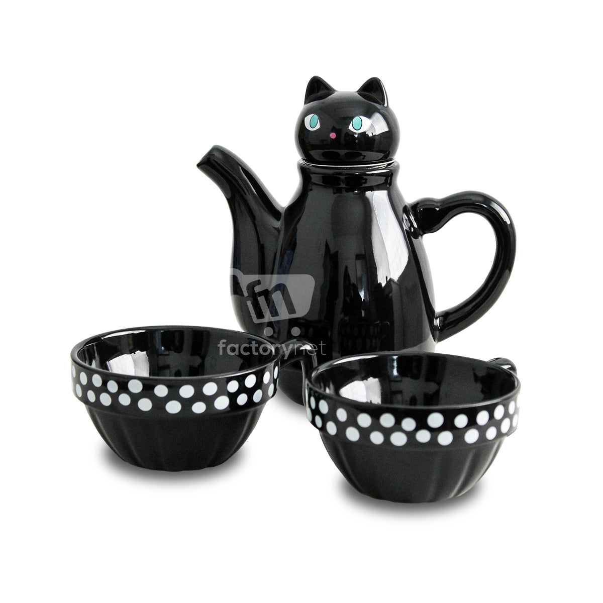 Set Tetera Gato Infusor + 2 Tazas Mug Gatos
