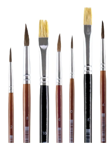 Set Pinceles Adix 7 Unidades Cerdas Mixtas Sintéticas Mango Madera Dorada