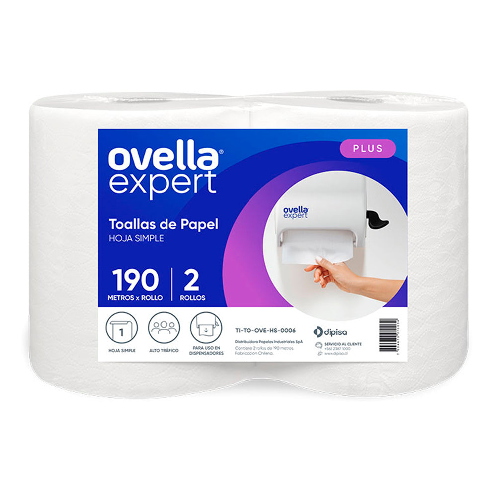 Toalla Papel Jumbo - Dispensador - Ovella - 190 Mts - 2 Uds.