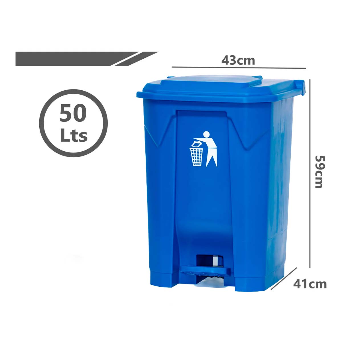 Basurero Con Pedal Contenedor 50 Litros Colores