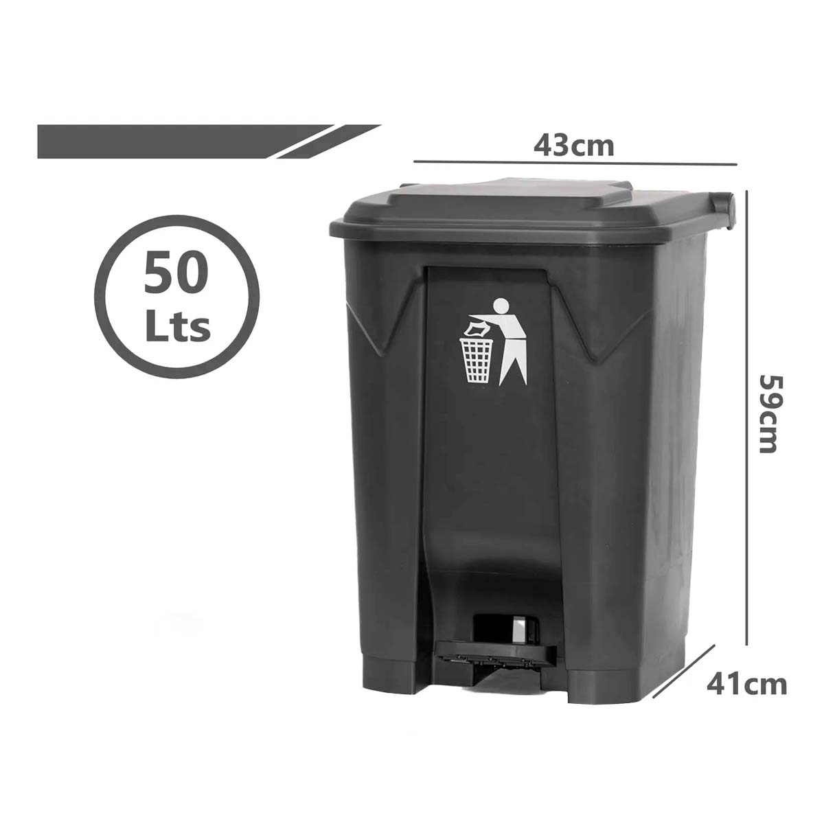 Basurero Con Pedal Contenedor 50 Litros Colores