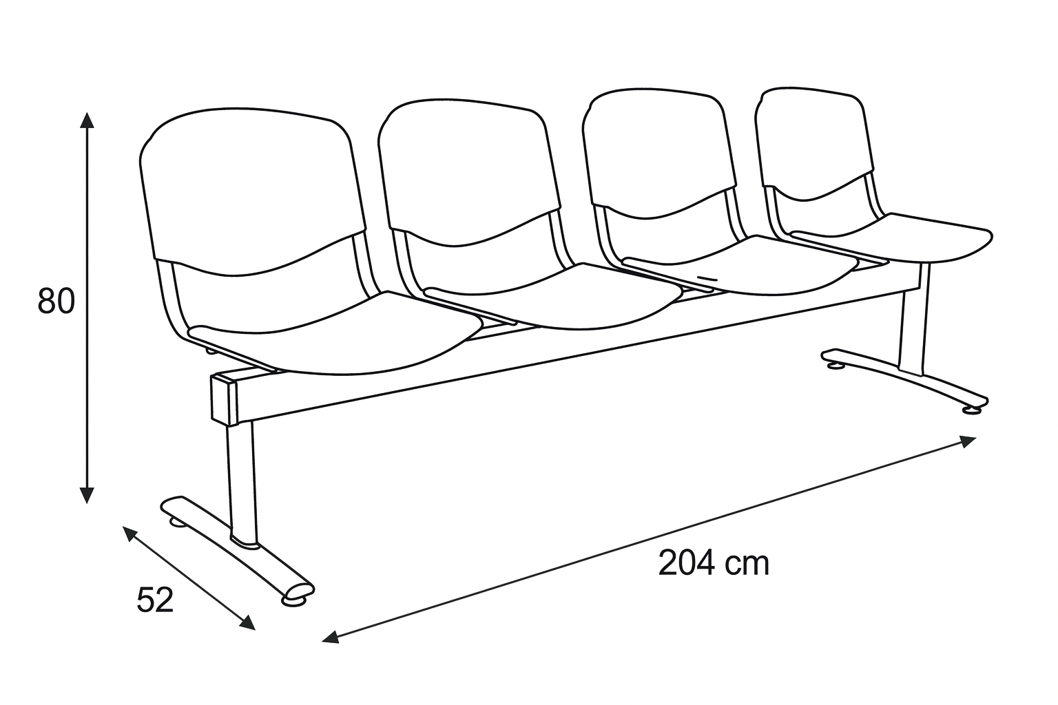 Banqueta Espera Polipropileno 4 Cuerpos