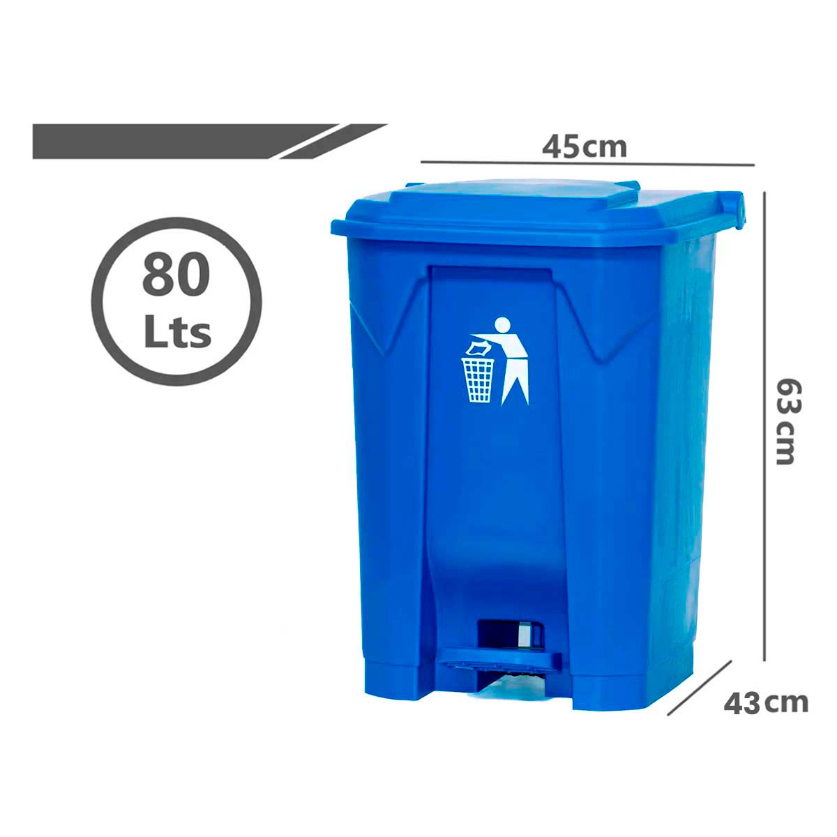 Cubo De Basura Basurero Con Pedal Contenedor 80 Litros