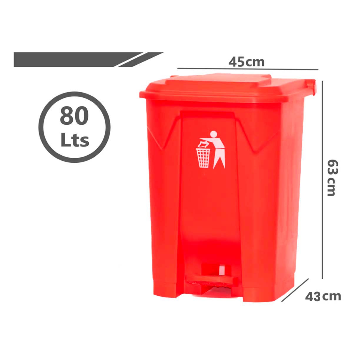 Cubo De Basura Basurero Con Pedal Contenedor 80 Litros