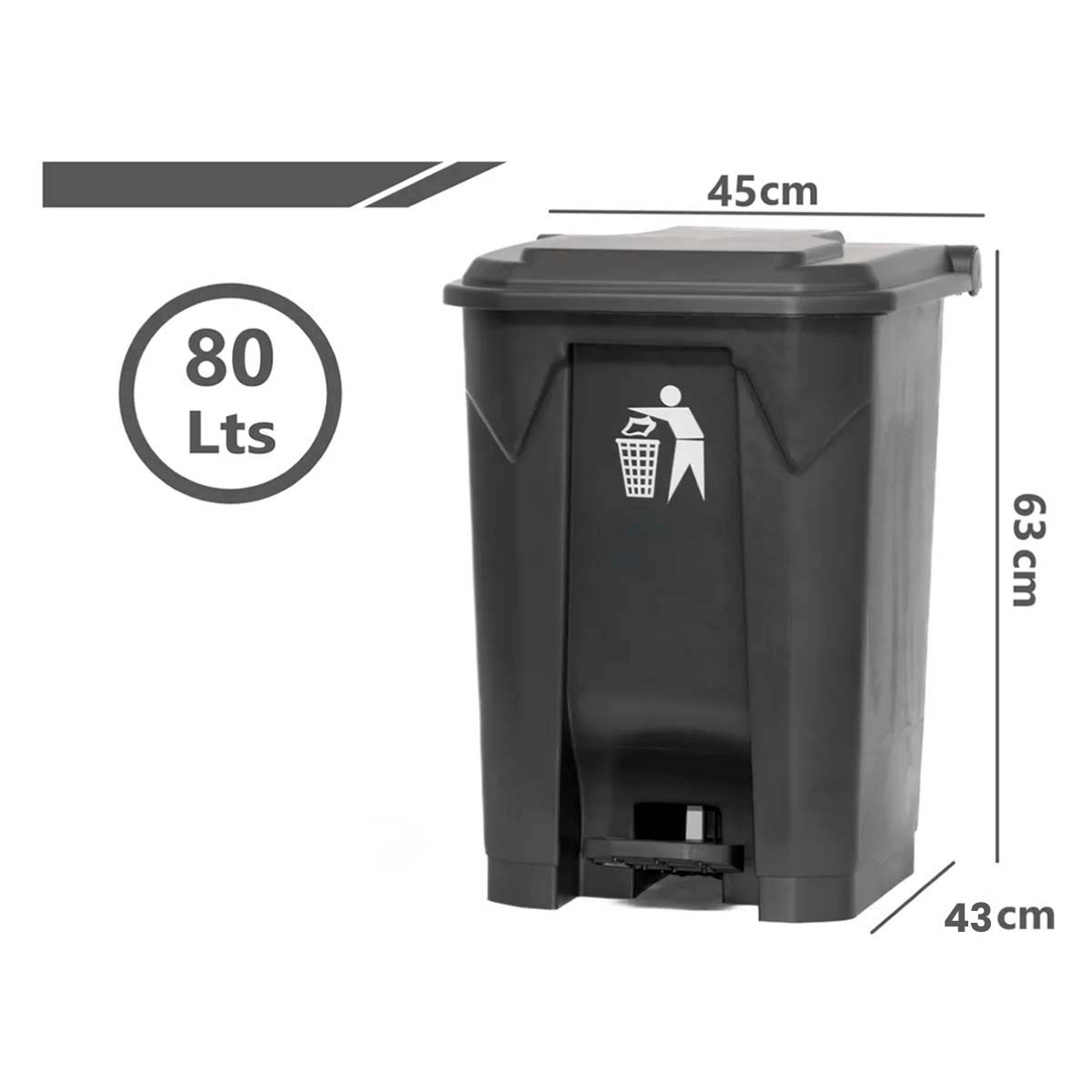 Cubo De Basura Basurero Con Pedal Contenedor 80 Litros