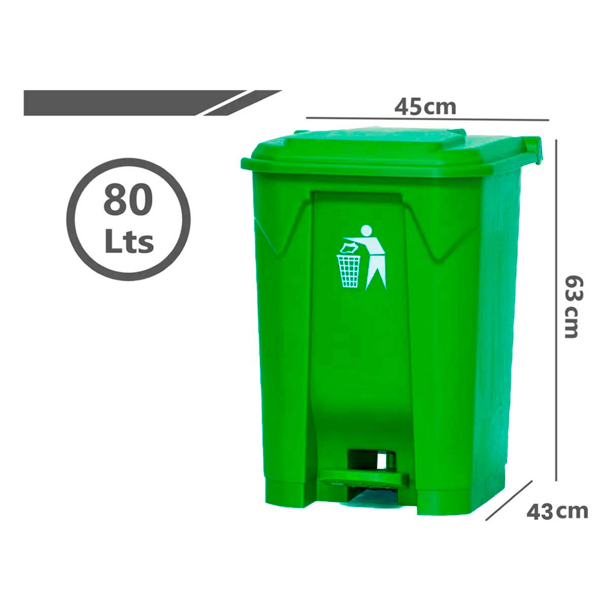 Cubo De Basura Basurero Con Pedal Contenedor 80 Litros