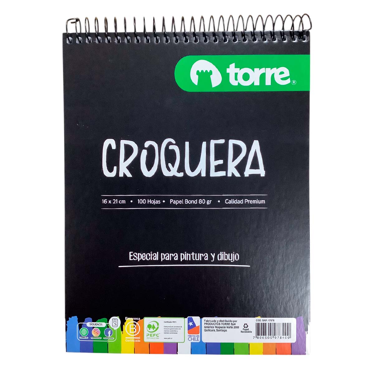 Croquera Torre Imagia 1/2 Oficio 16x21 Cms Papel Bond 80grs Color Blanco