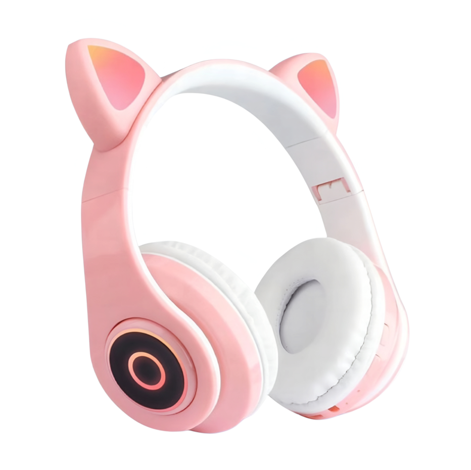 Audífono Bluetooth Oreja De Gato B39 Con Luces Rgb