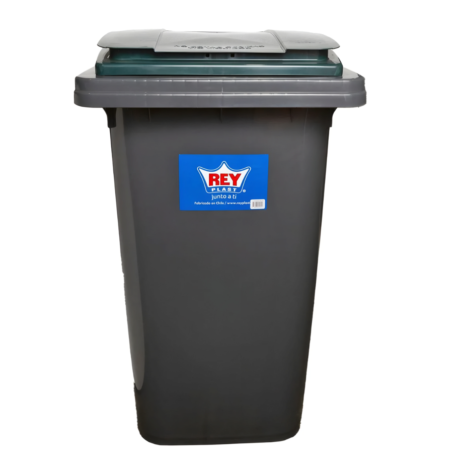 Basurero Papelero Contenedor Industrial 240 Litros Con Tapa Color Gris Oscuro Tapa Verde Oscuro