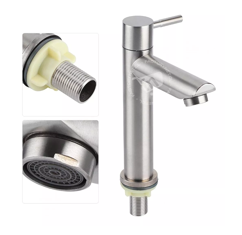 Llave Lavamanos Lavatorio Alto Inoxidable Taumm