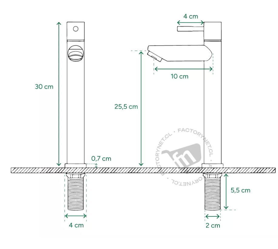 Llave Lavamanos Lavatorio Alto Inoxidable Taumm