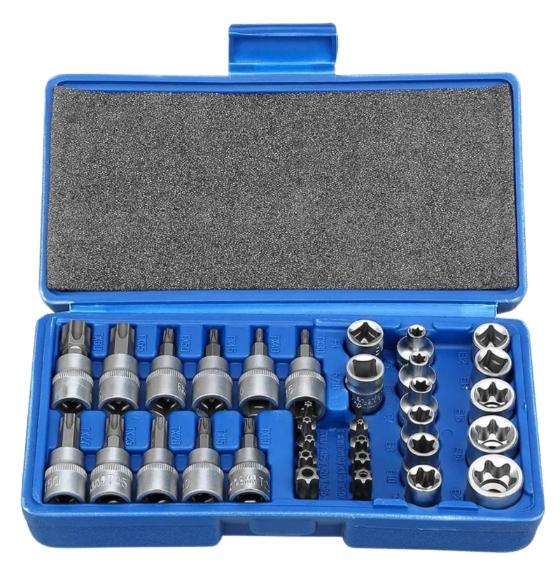 Juego Dados Torx Estrella 3/8 Hembra Macho 34 Pcs Crownman Tecnopro
