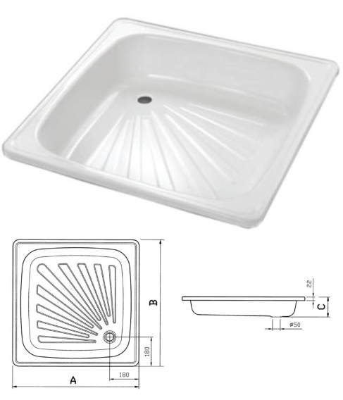 Receptáculo De Ducha Acero Esmaltado De 70x70 Cm