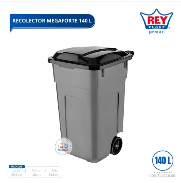 Basurero Contenedor De Basura Megaforte De 140 Litros