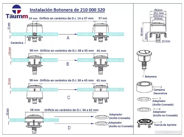 Válvula Descarga Dual Flush Para Estanque Tradicional