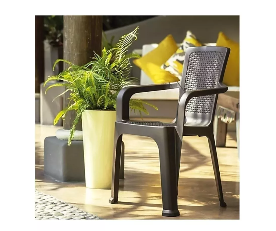 Set 4 Sillas Comedor/terraza/camping Rattan Con Apoyabrazos