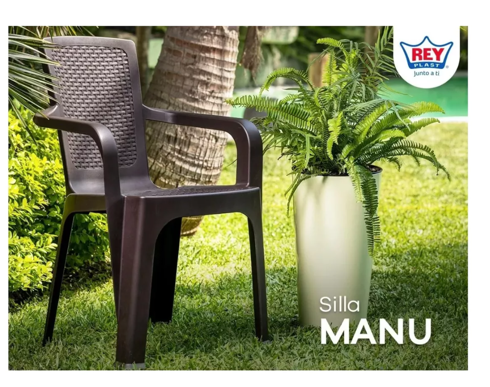 Set 4 Sillas Comedor/terraza/camping Rattan Con Apoyabrazos