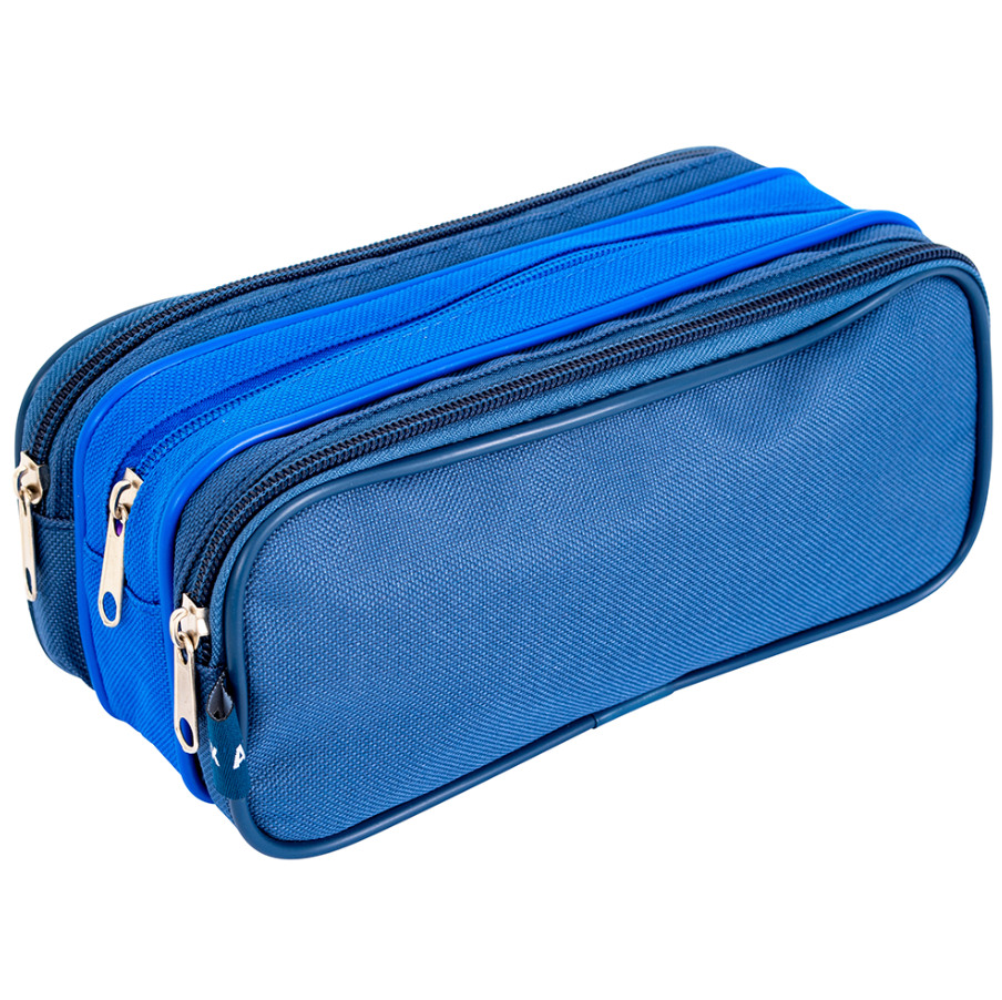 Estuche Escolar Triple Cierre Adix Color Azul