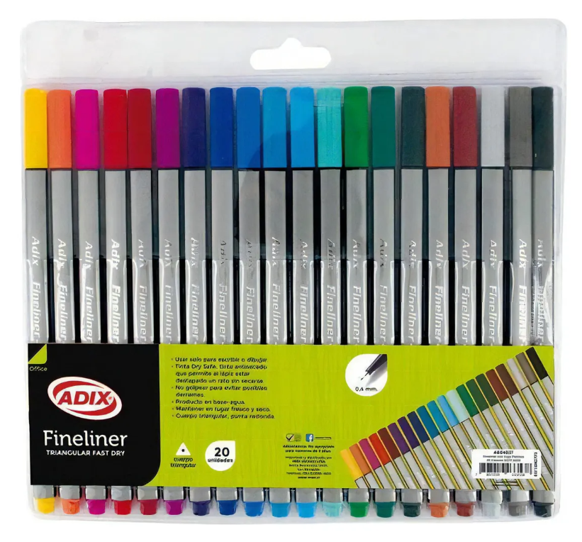 Lápices 20 Fineliner Colores Triangular
