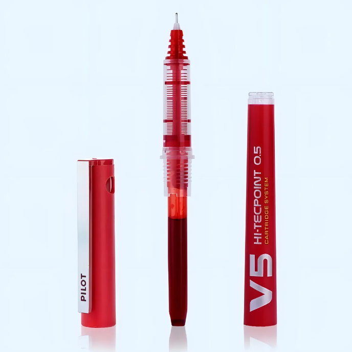 Roller Pilot V5 Recargable A Cartucho Lapicera Japon Aguja Color De La Tinta Rojo