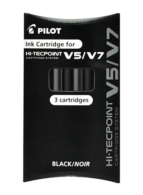 Pack 3 Repuestos De Tinta Para Roller V5 - Pilot Hi-tecpoint Tinta Negro Exterior Negro