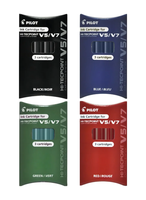 Pack X 3 Cartuchos Repuesto Bolígrafo Pilot V5/v7 Recargable Tinta Azul