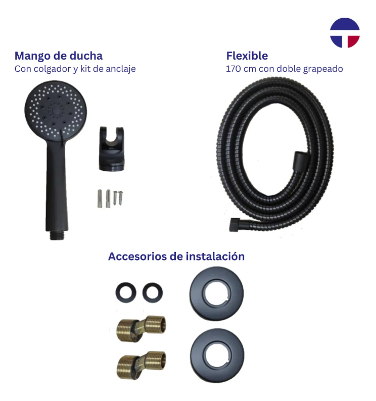 Llave Monomando Tina Ducha Notte Acabado Mate Color Negro