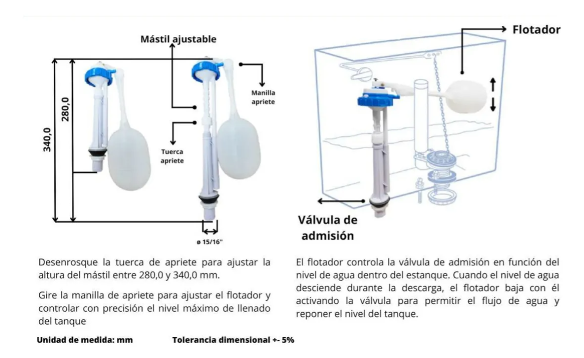 Válvula Carga Wc Con Flotador