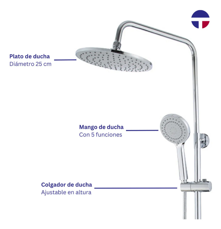 Columna Ducha Circular Con Monomando Ducha