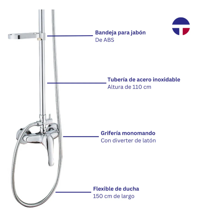 Columna Ducha Circular Con Monomando Ducha