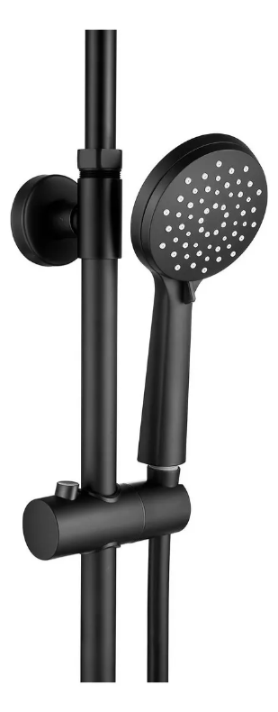 Columna Ducha Negra Plato 25cm Maneral Monomando Notte Taumm