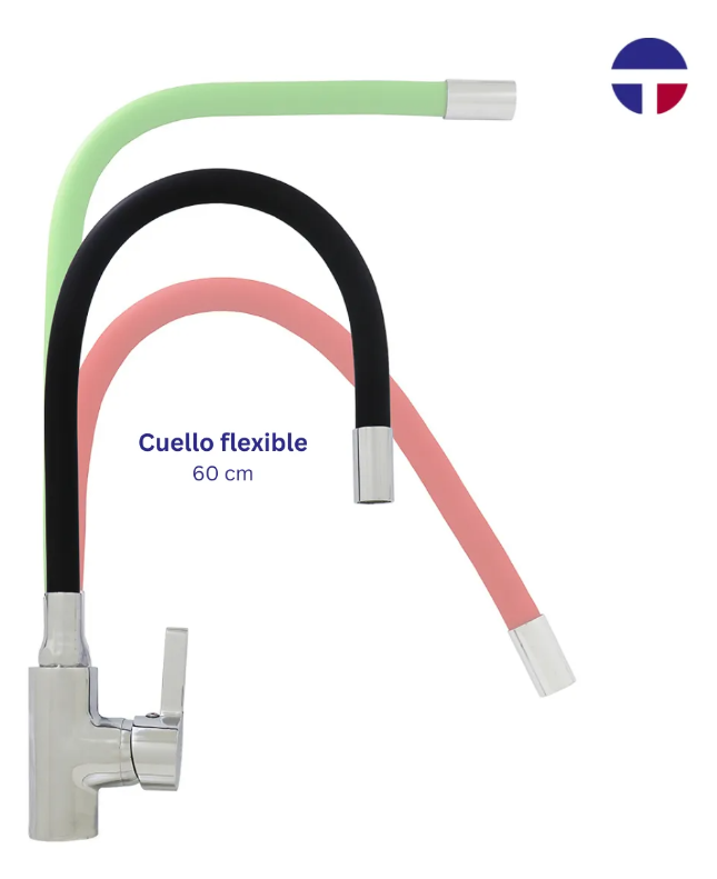 Llave Lavaplatos Monomando Cuello Flexible Negro Taumm