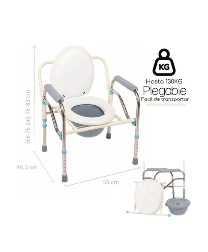 Silla Inodoro Plegable Apoyabrazos Ergonómicos Movilidad Reducida