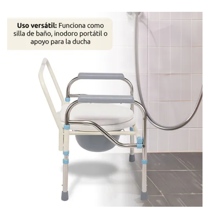 Silla Inodoro Plegable Apoyabrazos Ergonómicos Movilidad Reducida