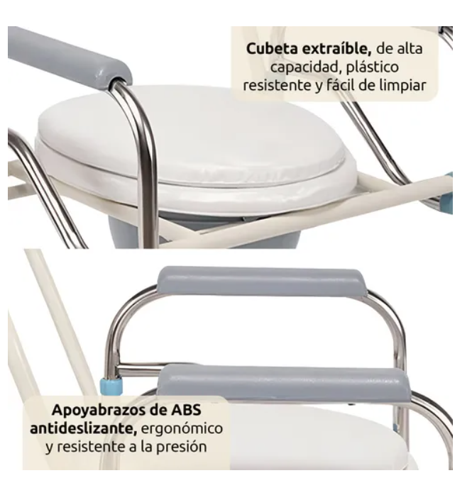 Silla Inodoro Plegable Apoyabrazos Ergonómicos Movilidad Reducida