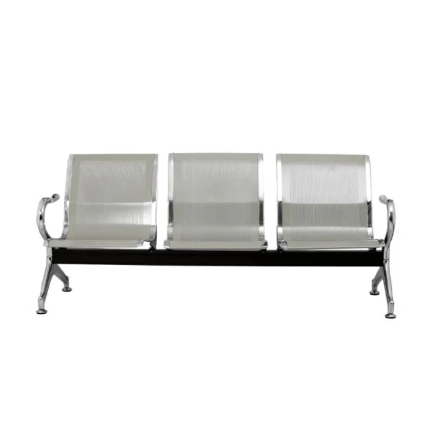 Banqueta Silla Sala Espera Metalica Cromada 3 Cuerpos