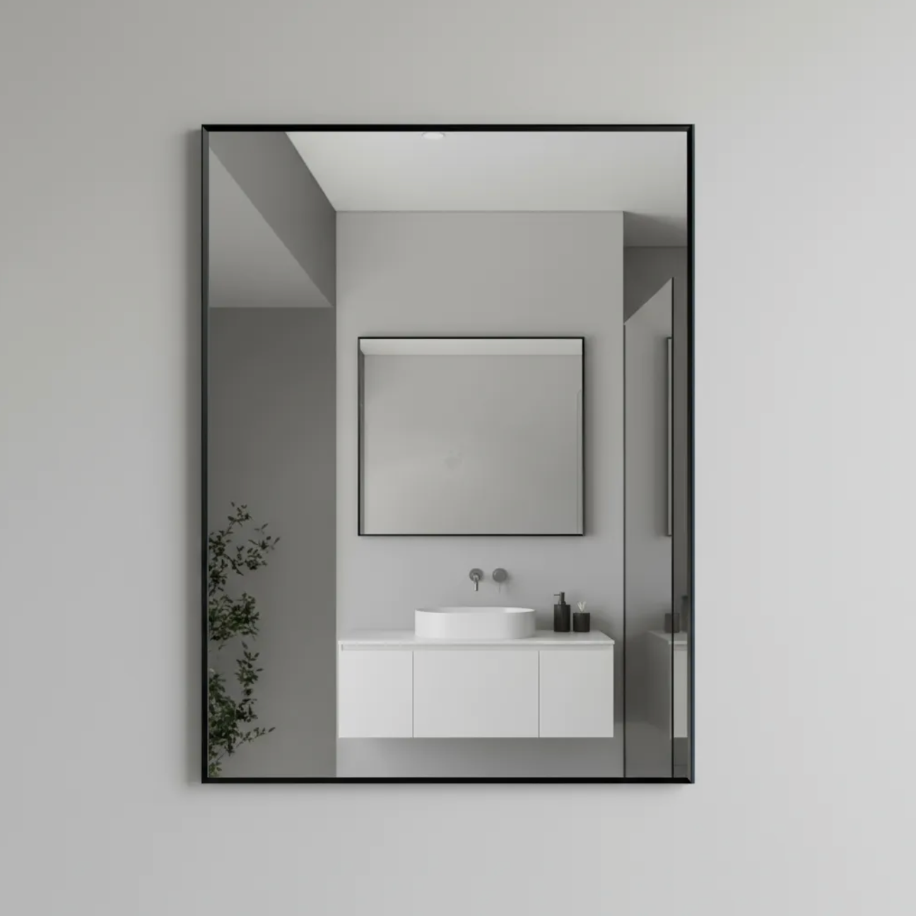 Espejo 70x50 Rectangular Con Marco Negro Taumm