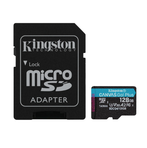 Tarjeta de memoria Kingston Canvas Go Plus con adaptador SD 128GB