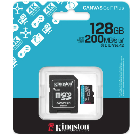 Tarjeta de memoria Kingston Canvas Go Plus con adaptador SD 128GB
