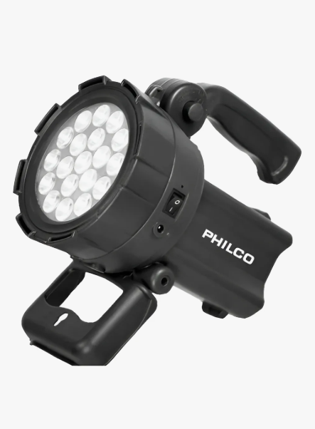 Foco Recargable 19 Led Ergonómico 2 Posiciones, Philco Linterna Negro Luz Beige