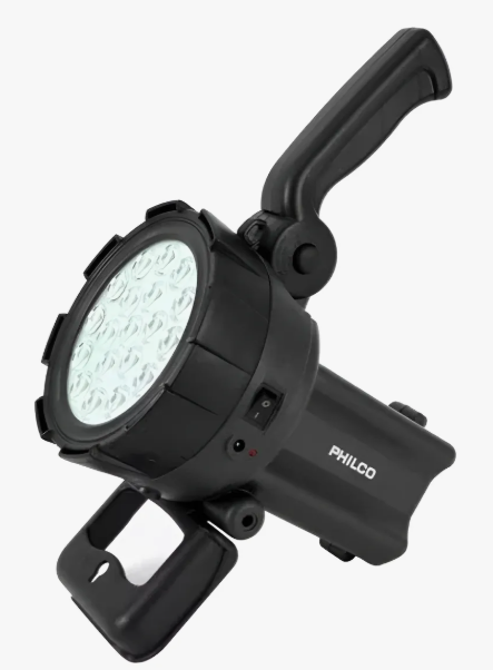 Foco Recargable 19 Led Ergonómico 2 Posiciones, Philco Linterna Negro Luz Beige