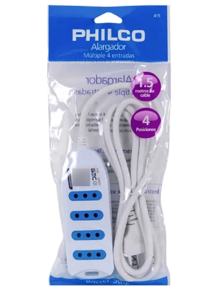 Alargador Philco 4 Entradas 1,5 Metros Blanco