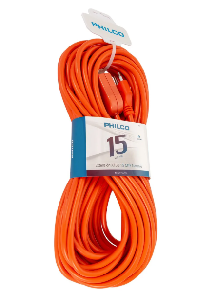 Extensión Alargador 15 Metros Philco Xt49 Naranjo Electrotom Color Naranja