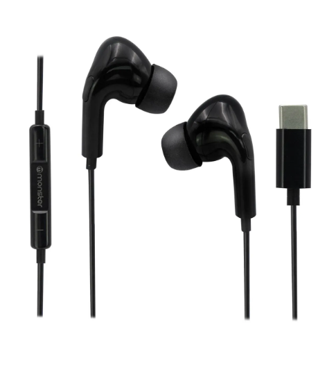 Audifonos Manos Libres Con Cable Conector Tipo C Goma Negro