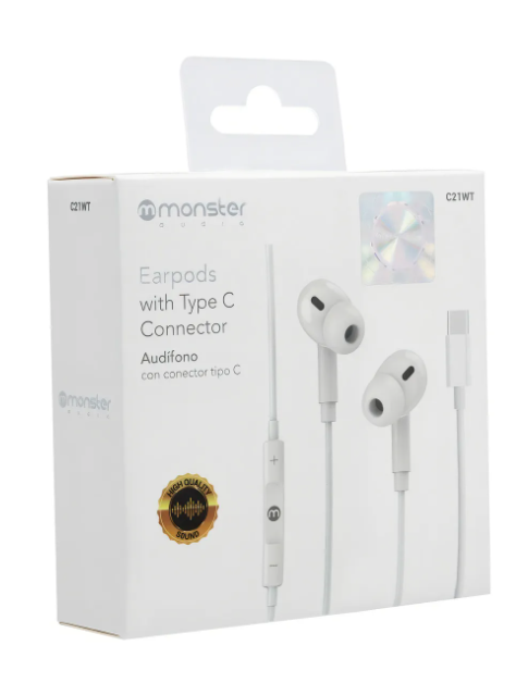 Audif. Monster Alambrico M/libres C21wt Type-c Blanco